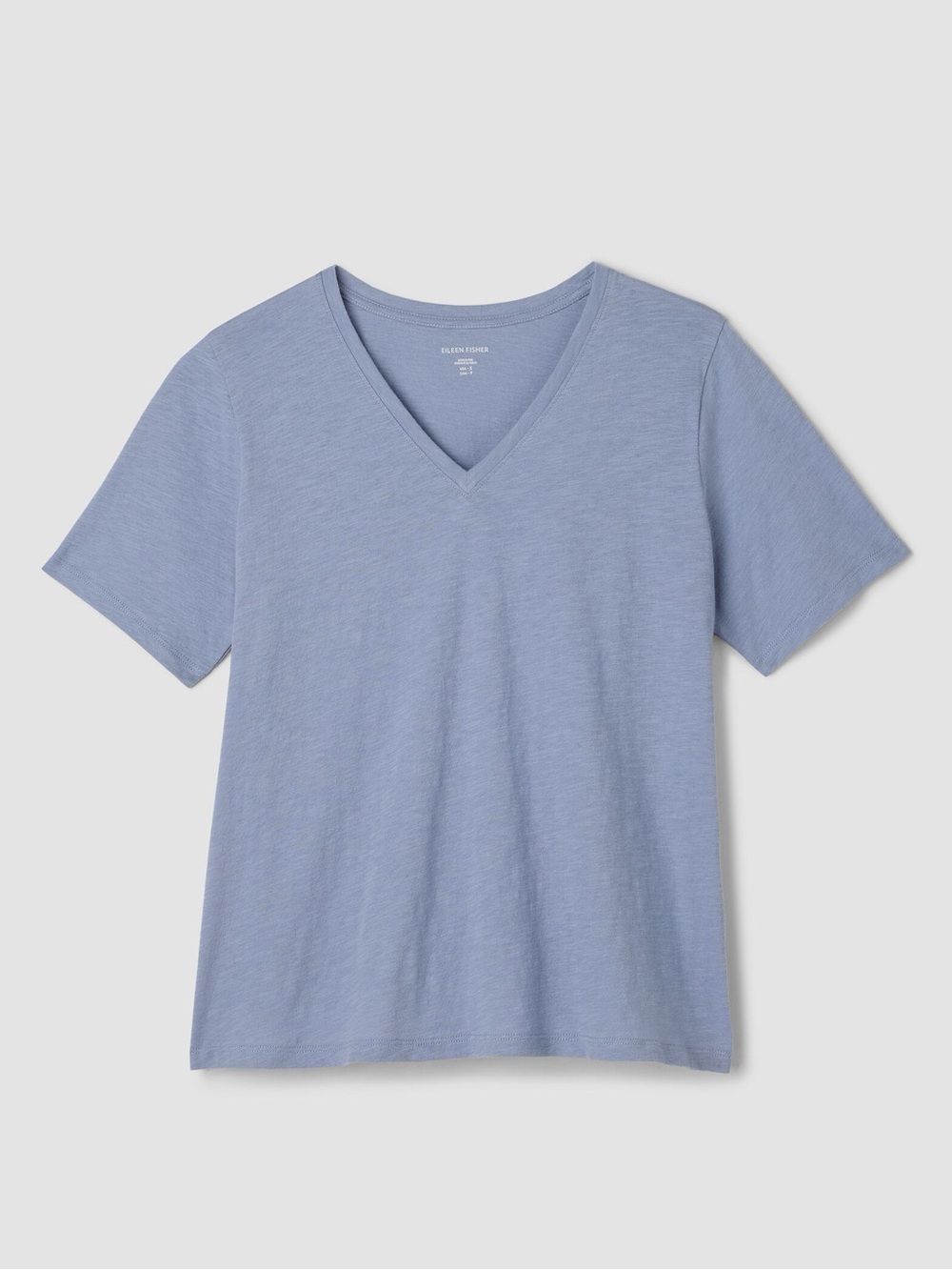 EILEEN FISHER 'Organic Cotton Slubby Jersey V-Neck Tee' in Haze